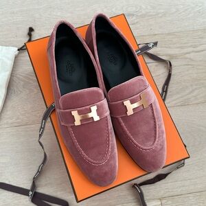 100% AUTHENTIC - Hermes Paris Loafers Bois de Rose with Original Receipt.